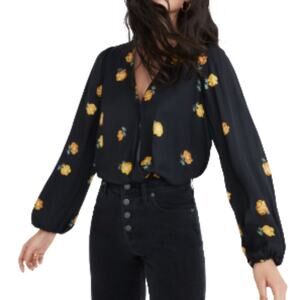 Madewell Bubble-Sleeve Wrap Top in Floating Florets SZ M